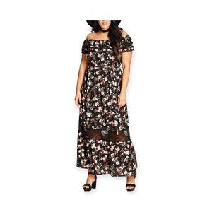City Chic Free Love Floral Maxi dress, lace trim Plus Size 16/S, New with tag